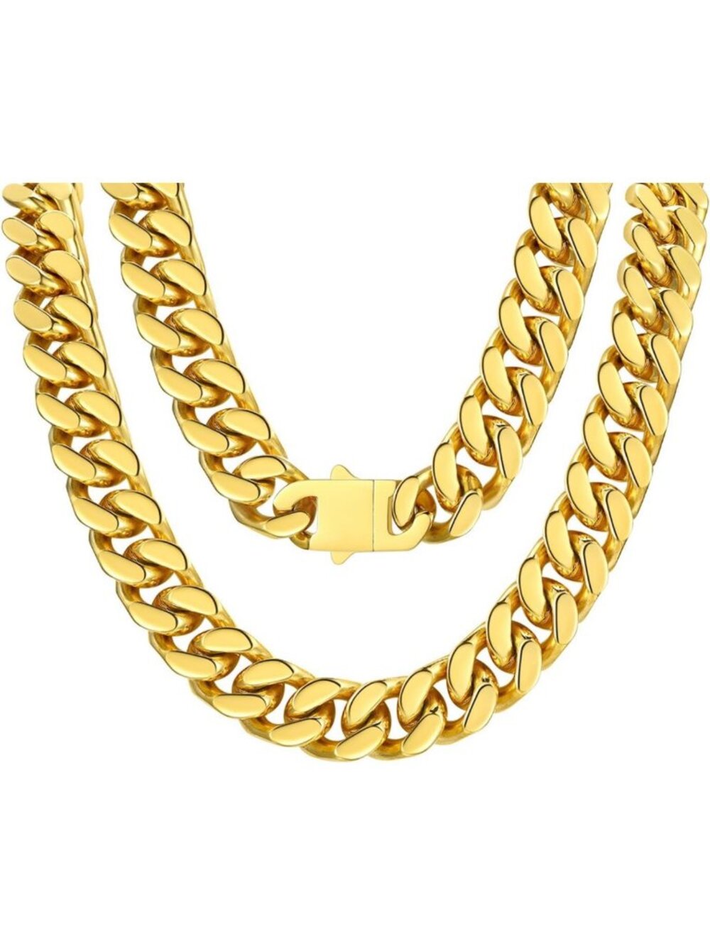 Stylish Cuban Link Chain Necklace for Men & Women - Silver/Gold Plated, Hip Hop